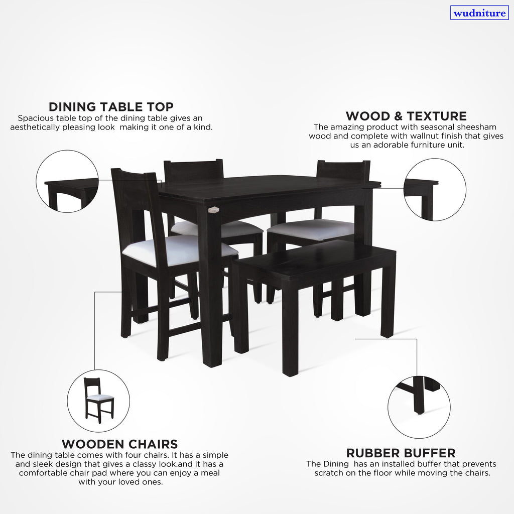 Sheesham Wood 4 Seater Dining Table Set