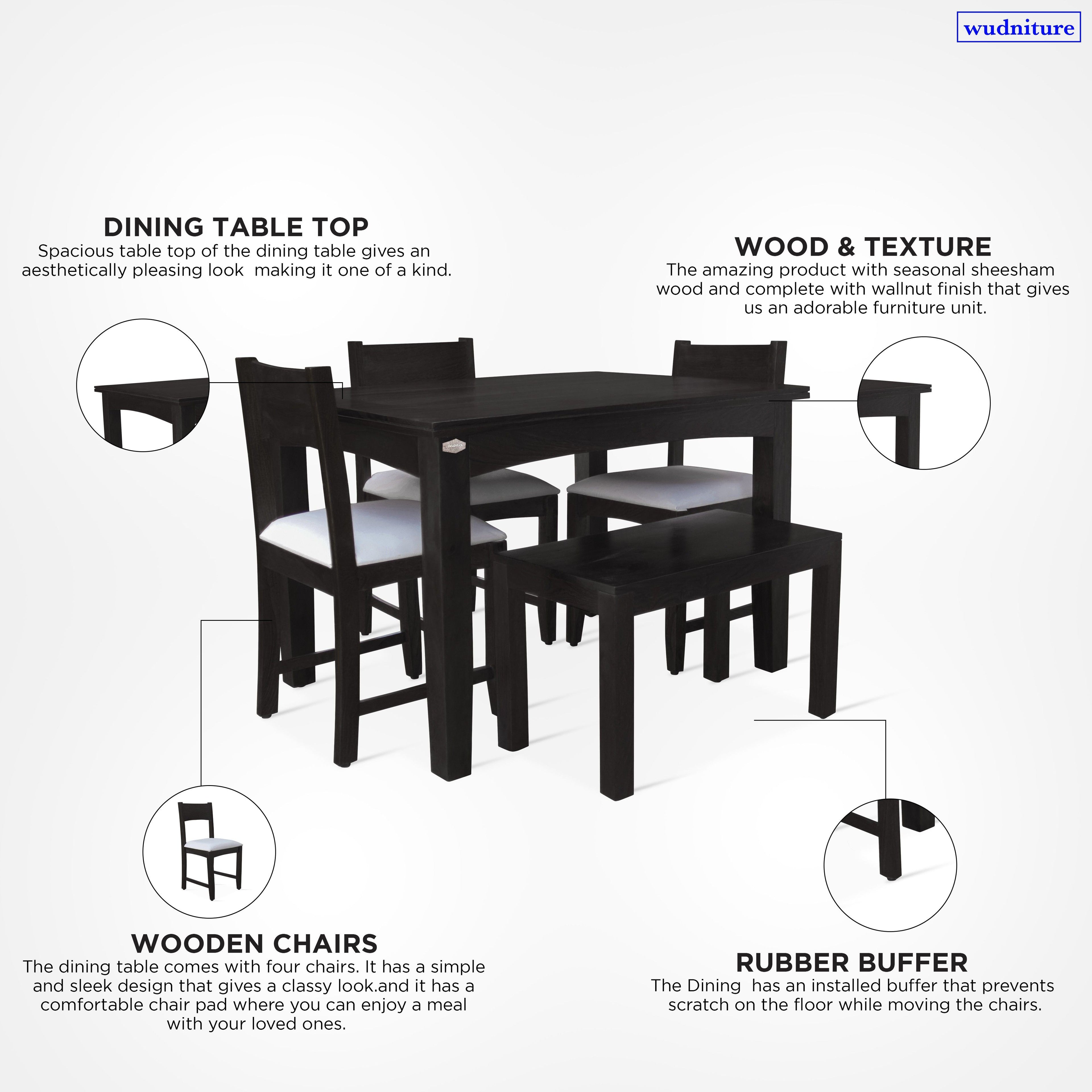 Sheesham Wood 4 Seater Dining Table Set