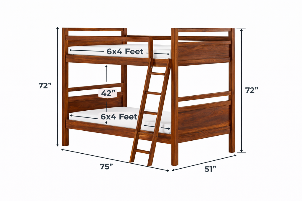 Solid Sheesham Wood Bunk Bed – Kids & Family Bed