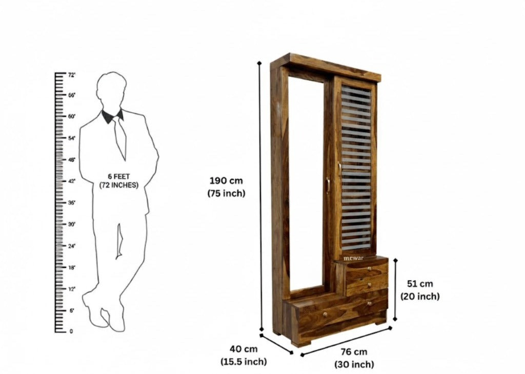 Sheesham Wood Dressing Unit with Mirror & Drawers