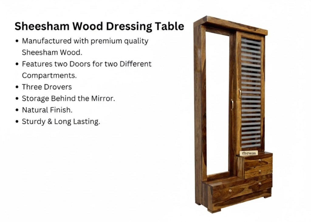 Sheesham Wood Dressing Unit with Mirror & Drawers