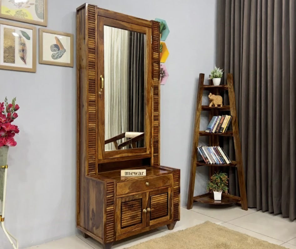 Sheesham Wood Dressing Table with Mirror and Storage