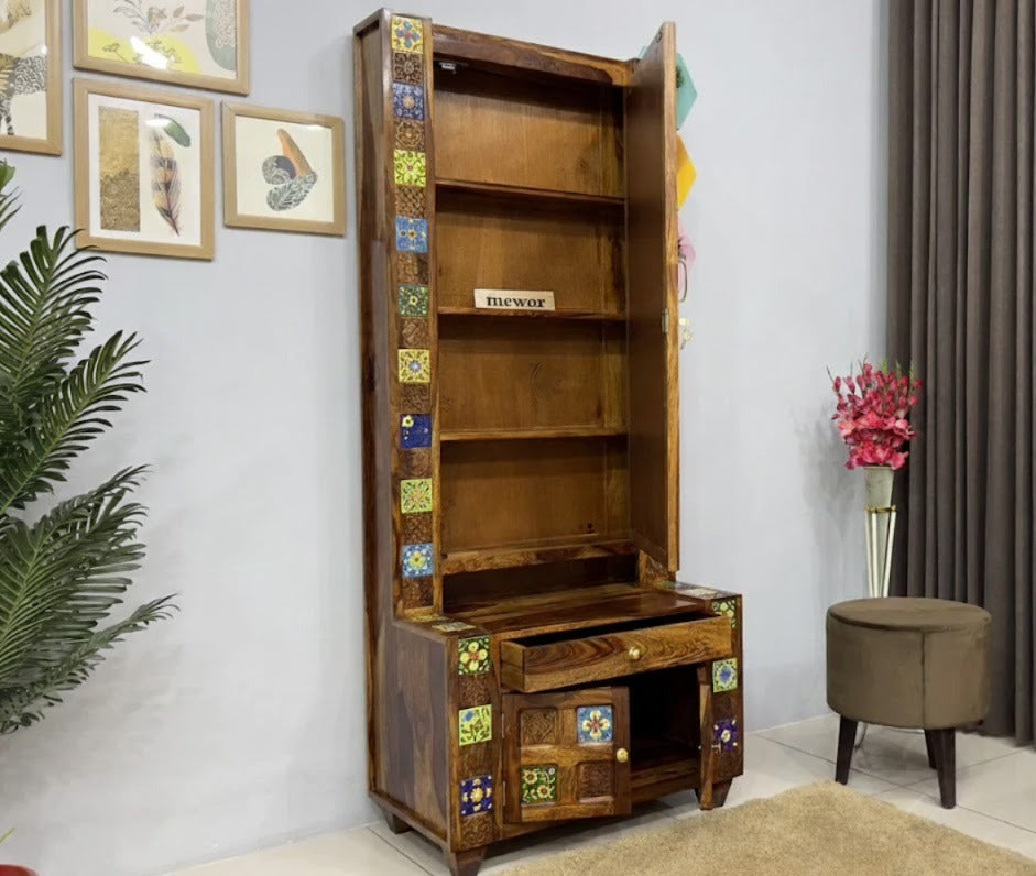 Sheesham Wood Ceramic Tile Dressing Table