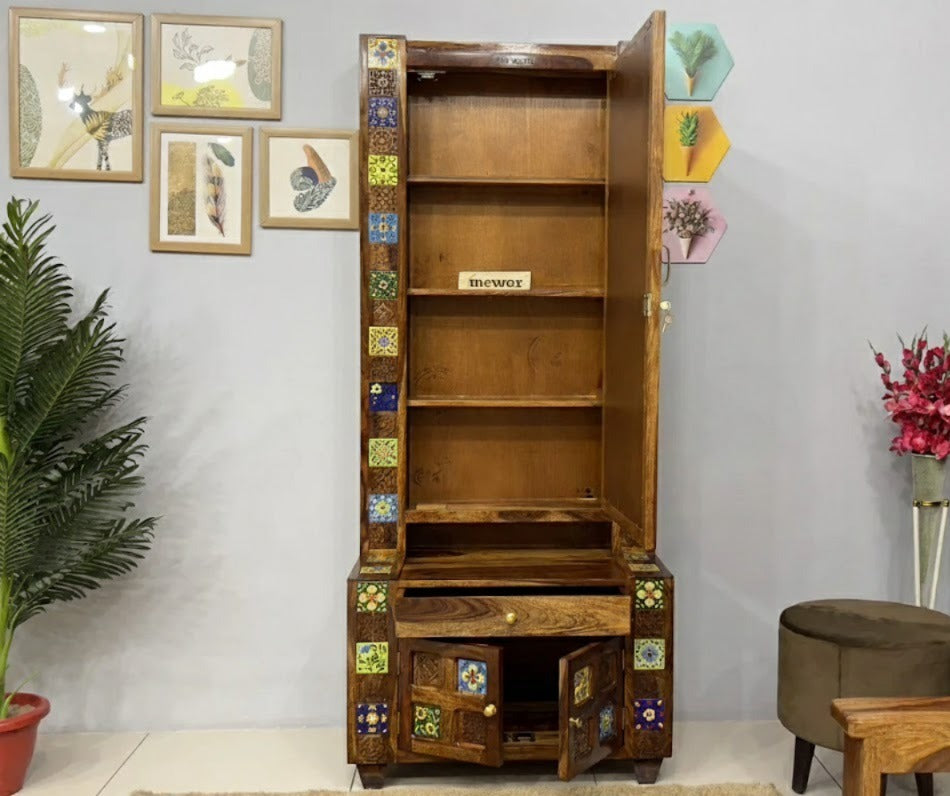 Sheesham Wood Ceramic Tile Dressing Table