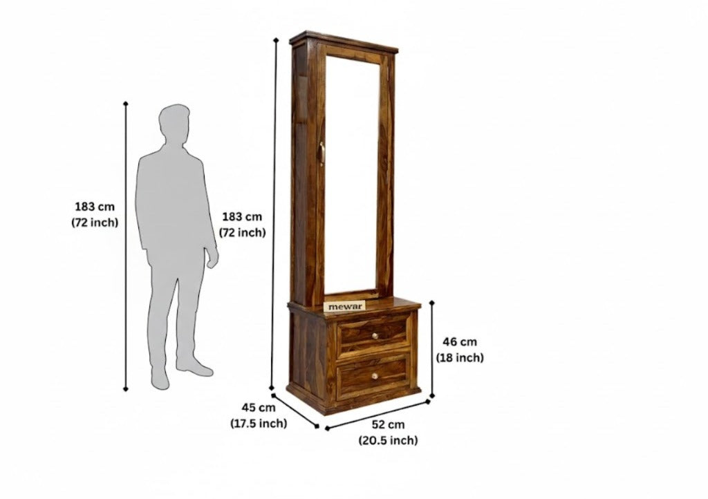 Sheesham Wood Dressing Table with Full-Length Mirror