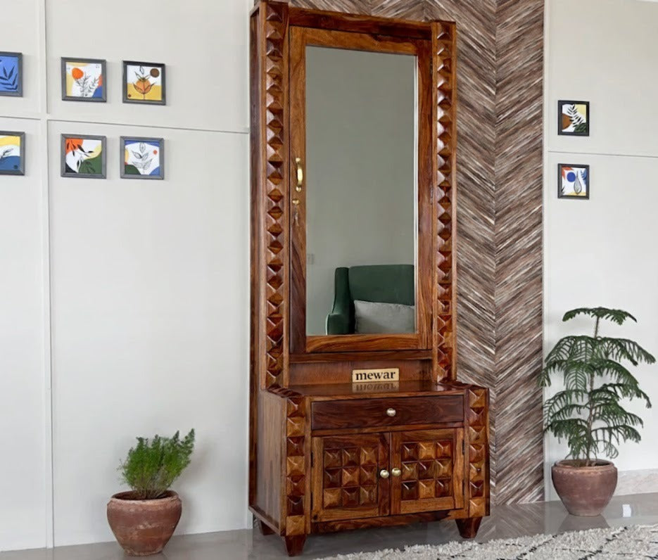 Sheesham Wood Dressing Table with Designer Carving