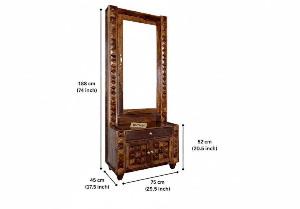 Sheesham Wood Dressing Table with Designer Carving