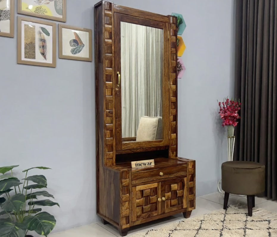 Solid Sheesham Wood Dressing Table with Mirror