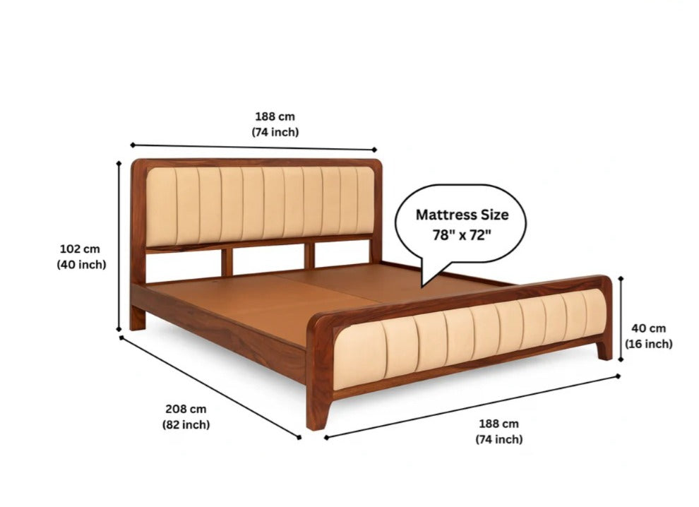 Solid Sheesham Wood King Size Bed For Bedroom