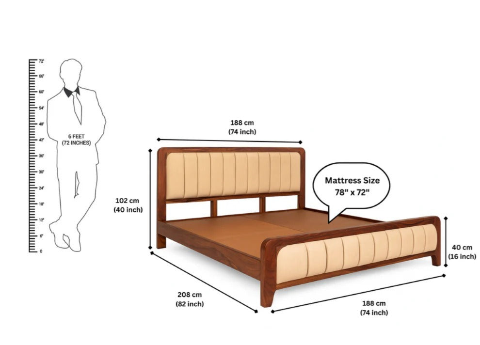 Solid Sheesham Wood King Size Bed For Bedroom
