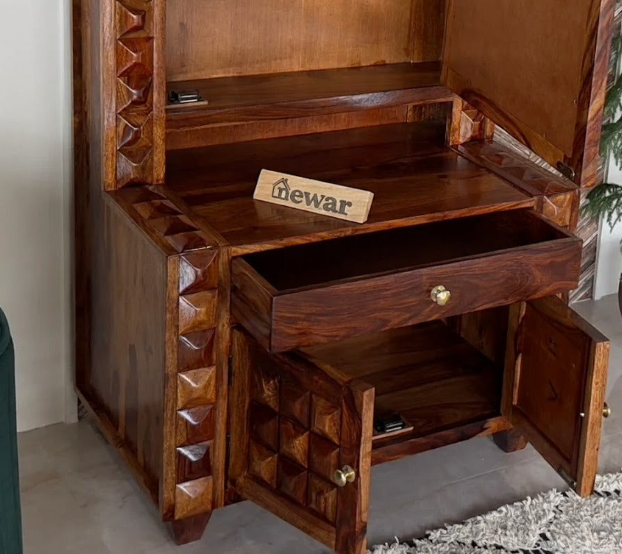 Sheesham Wood Dressing Table with Designer Carving