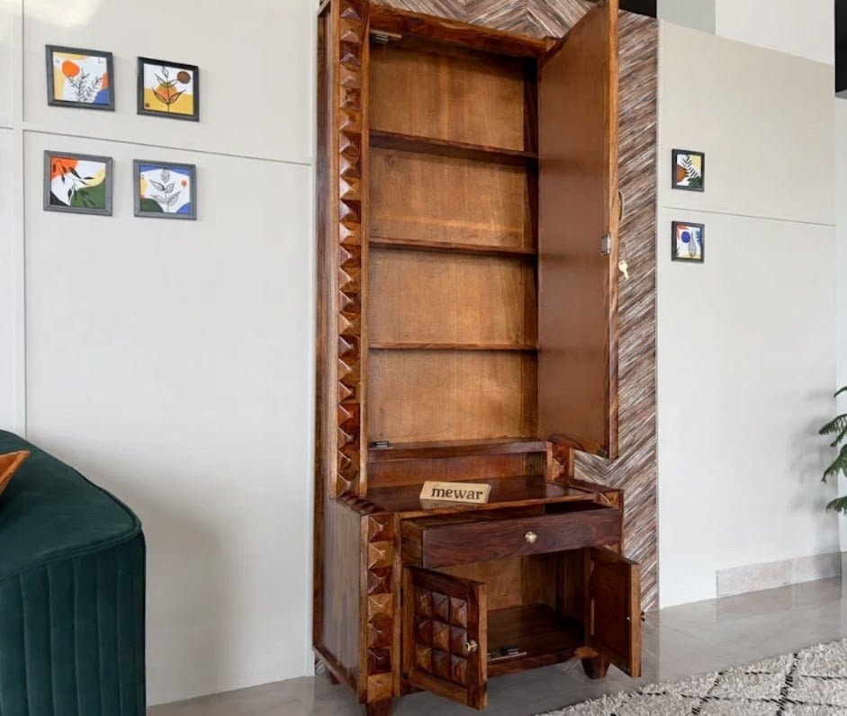 Sheesham Wood Dressing Table with Designer Carving
