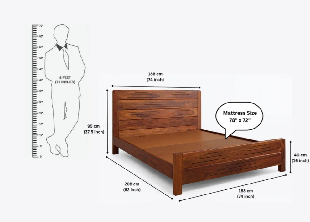 Solid Sheesham Wood King Size Bed for Bedroom