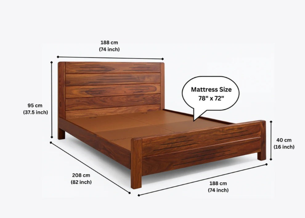 Solid Sheesham Wood King Size Bed for Bedroom