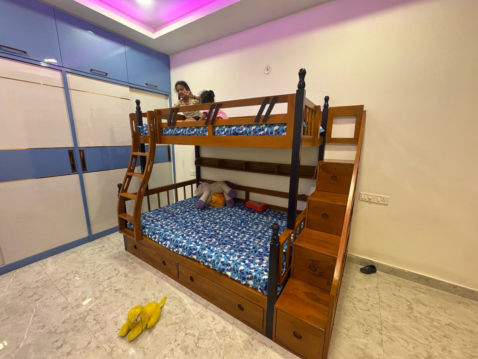 Solid Sheesham Wood Bunk Bed with Storage
