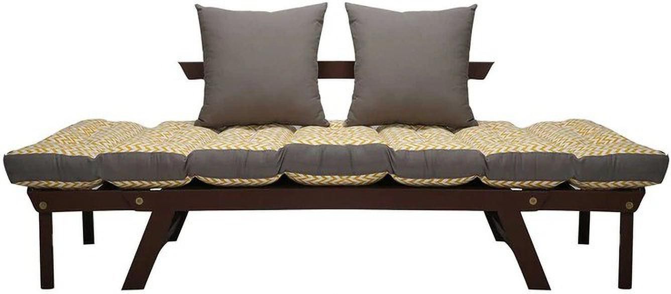 2 Seater Wooden Futon Sofa Bed with Mattress & Cushions