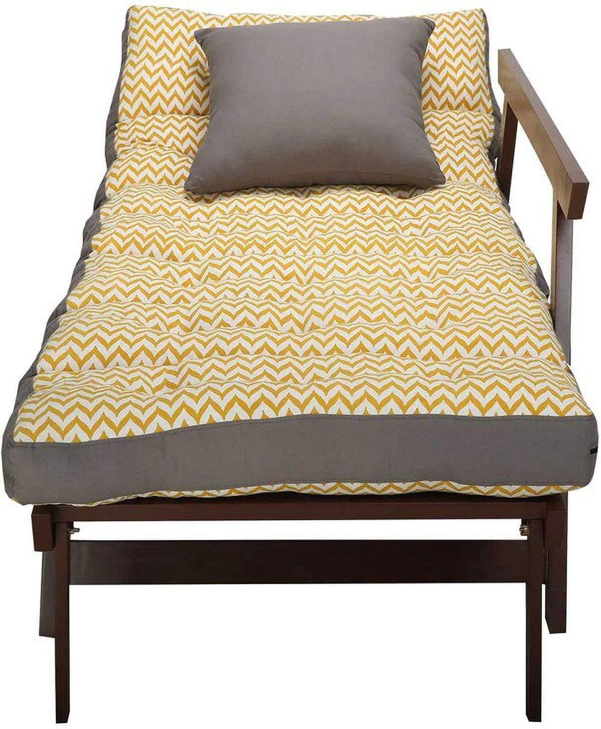 2 Seater Wooden Futon Sofa Bed with Mattress & Cushions