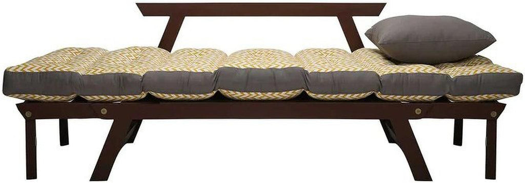 2 Seater Wooden Futon Sofa Bed with Mattress & Cushions