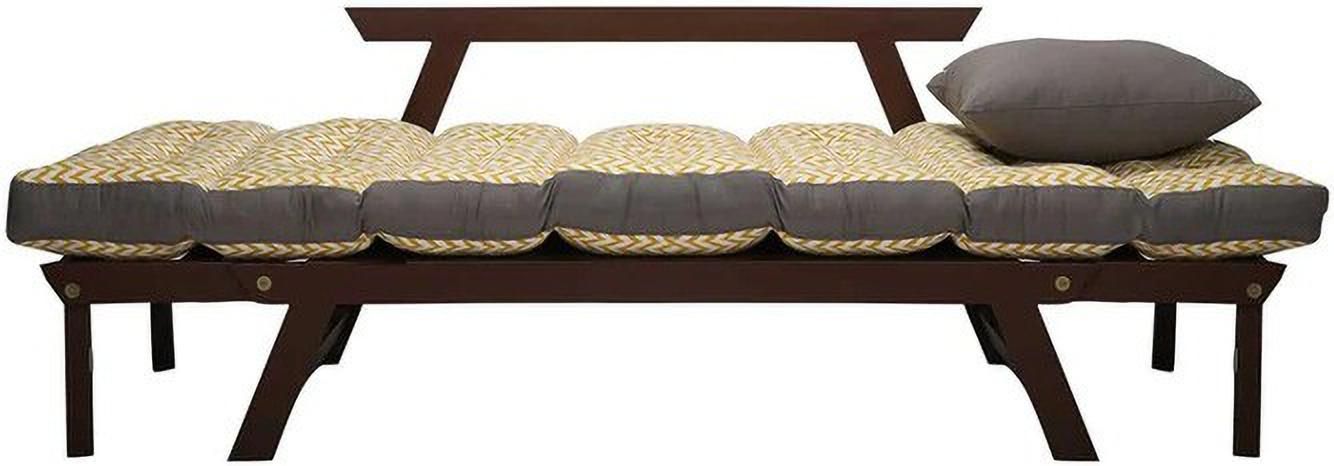 2 Seater Wooden Futon Sofa Bed with Mattress & Cushions