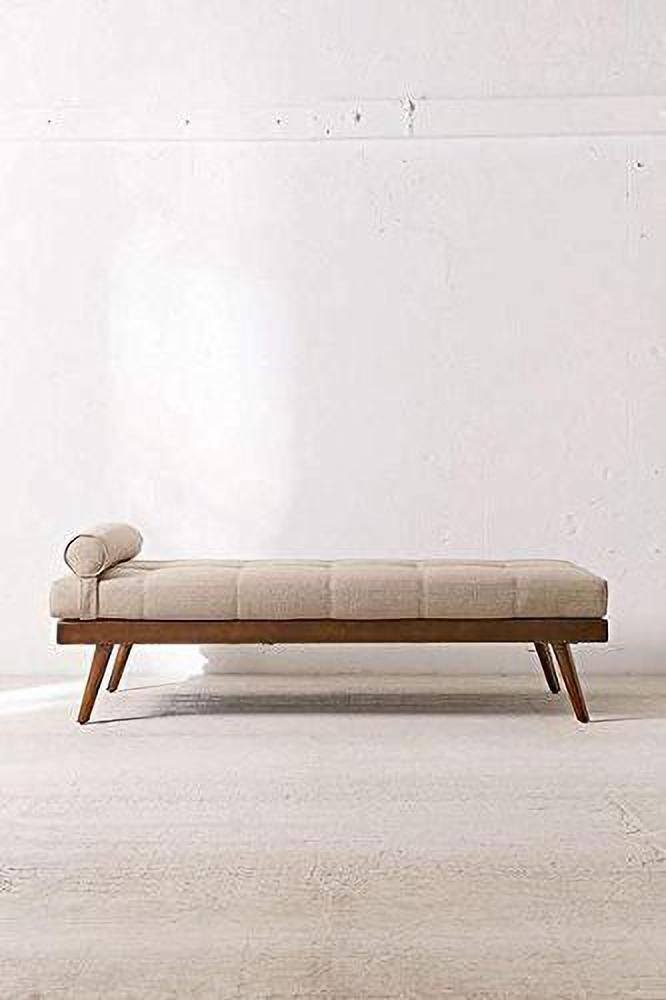 Modern Wooden Daybed Bench with Bolster Cushion